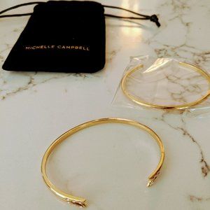 Michelle Campbell Bangle Set Gold S/2 New